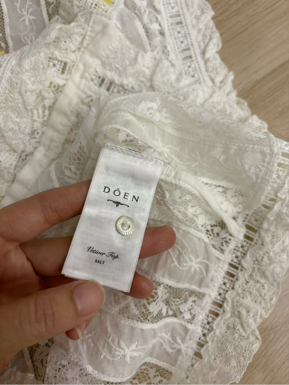 Doen Vetiver Organic Cotton Voile Top Salt, S M - Picture 7 of 8